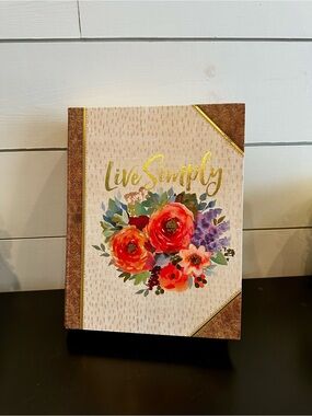 Live Simply Floral Hardcover Journal - Cream and Brown